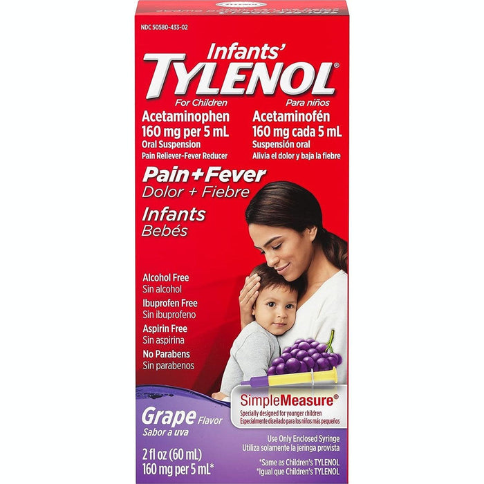 Tylenol Infant Pain Reliever and Fever Reducer, Grape - 2 fl oz. - Shop Home Med