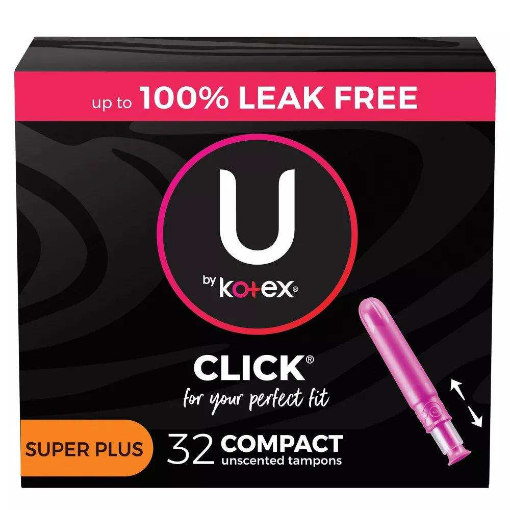 U by Kotex Click Compact Tampons, Super Plus Absorbency - 32 ct. - Shop Home Med