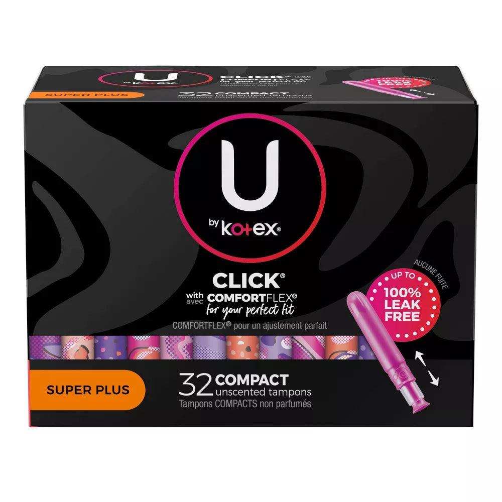 U by Kotex Click Compact Tampons, Super Plus Absorbency - 32 ct. - Shop Home Med