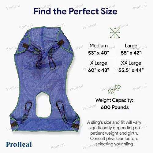ProHeal Universal Full Body Mesh Lift Sling with Commode Opening - Shop Home Med