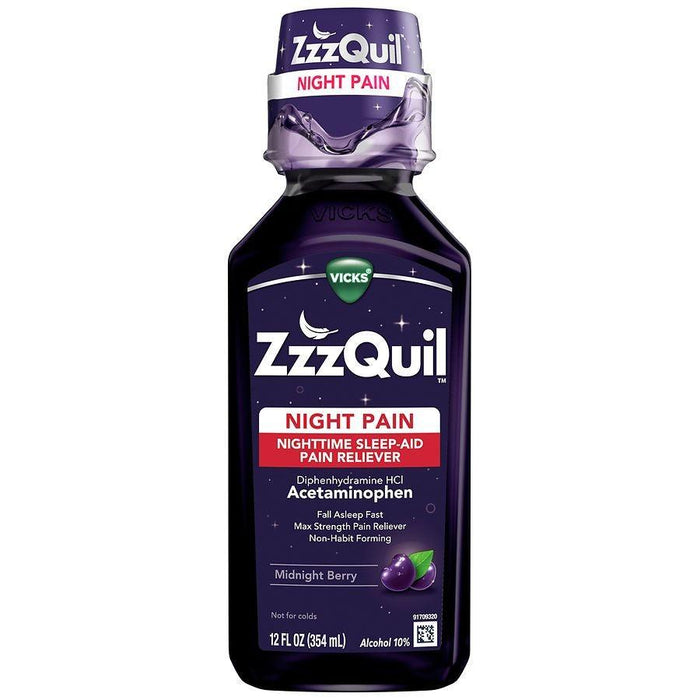 Vicks Nighttime Pain Relief Sleep Aid Liquid Midnight Berry - 12 Oz - Shop Home Med