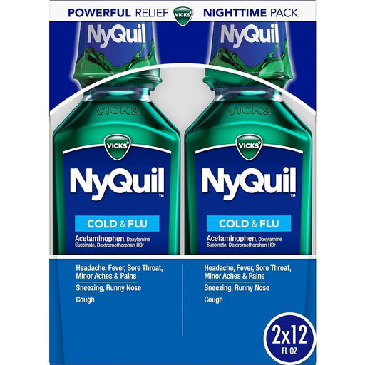 Vicks NyQuil Cold & Flu Medicine Liquid - 12 fl oz Twin-Pack - Shop Home Med