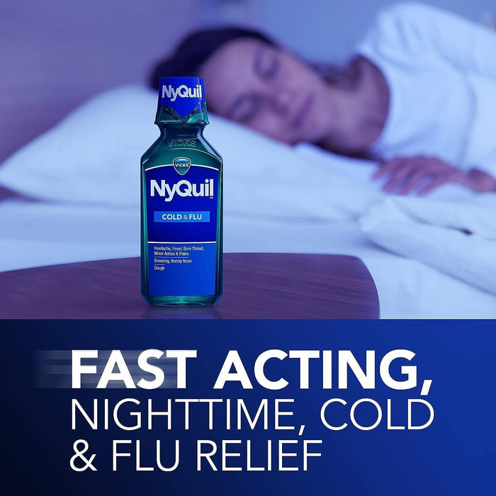 Vicks NyQuil Cold and Flu Relief Liquid Medicine - 8 Oz - Shop Home Med
