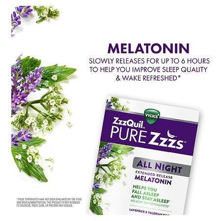 Vicks Pure Zzzs All Night Extended Release Melatonin Sleep Aid 21 Ct - Shop Home Med