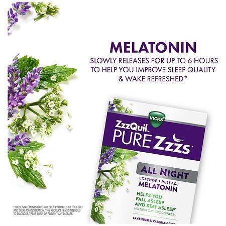 Vicks ZzzQuil PURE Zzzs All Night Extended Release Melatonin Tablets - 28ct - Shop Home Med