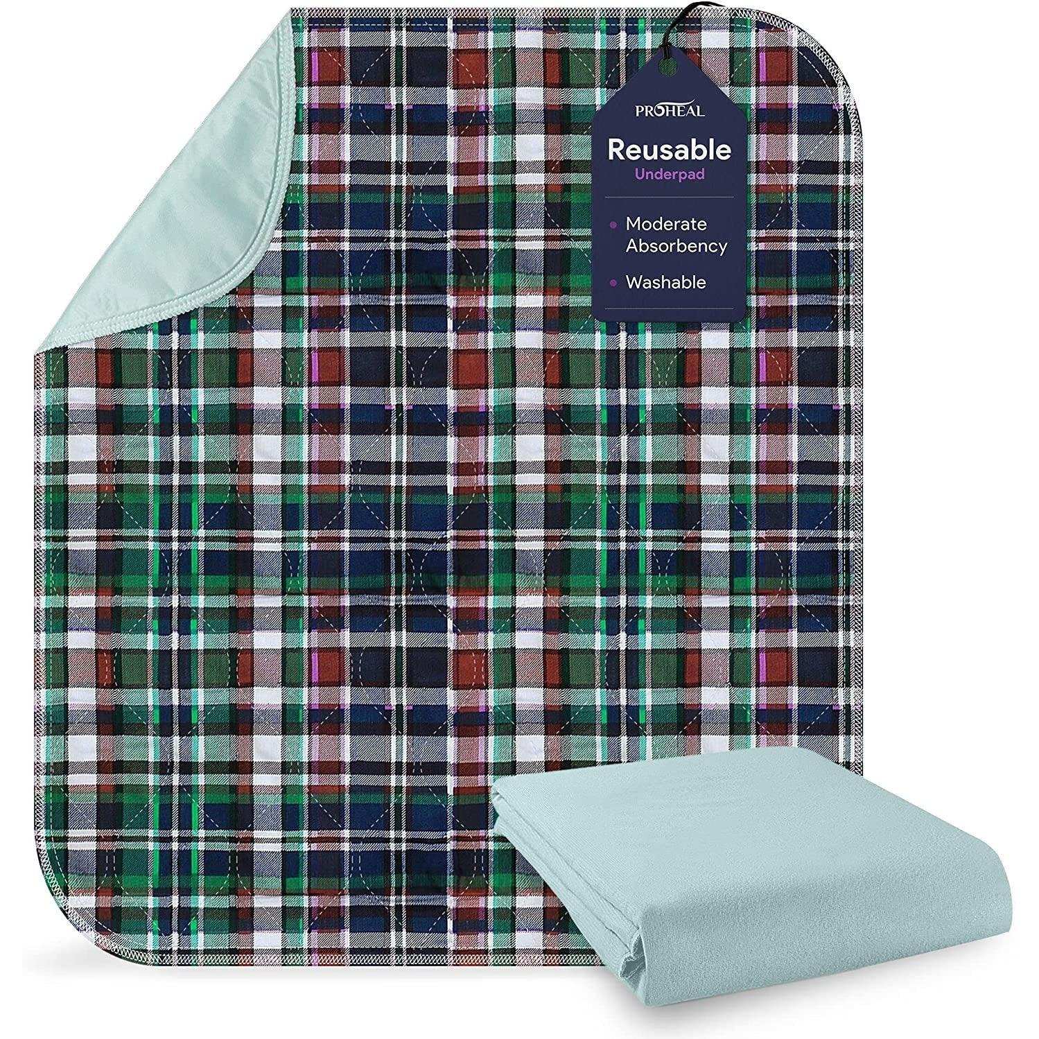 ProHeal Washable Bed Pads - Soft Tartan Leak Proof Chucks - 34"x36" - Shop Home Med
