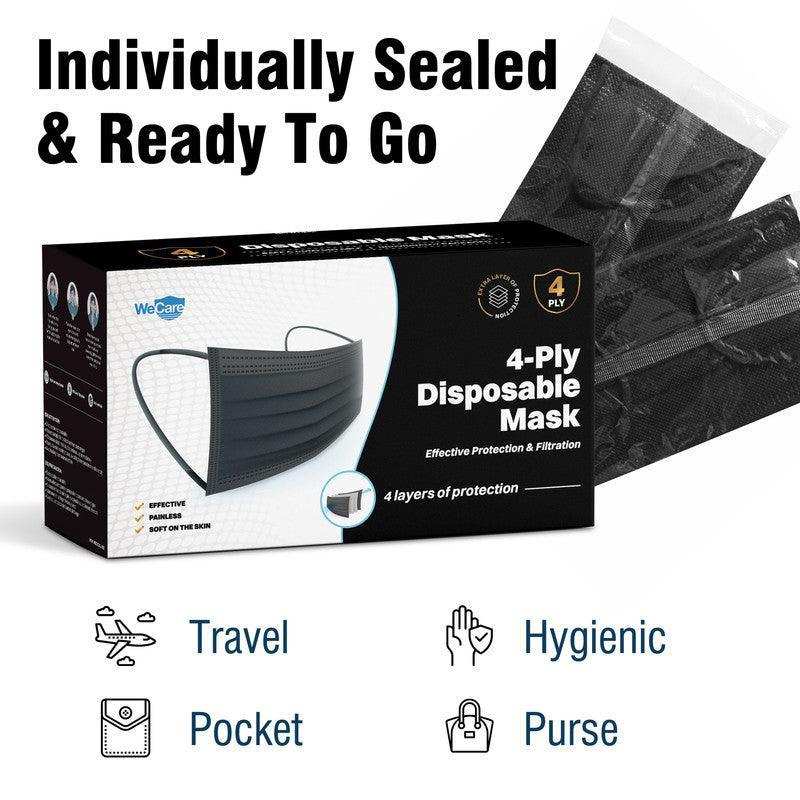 WeCare 4-ply Black Masks - Shop Home Med