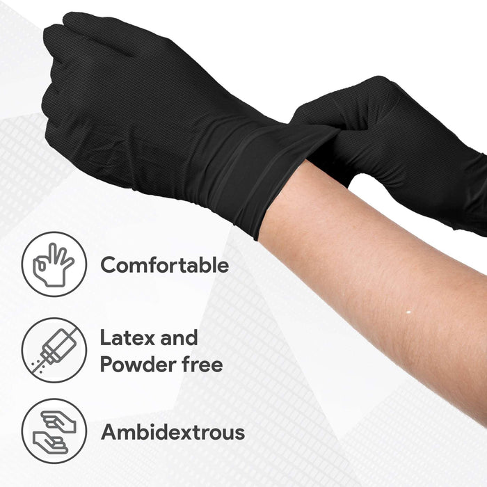 WeCare Diamond Textured 8 Mil Nitrile Gloves - Black - Shop Home Med