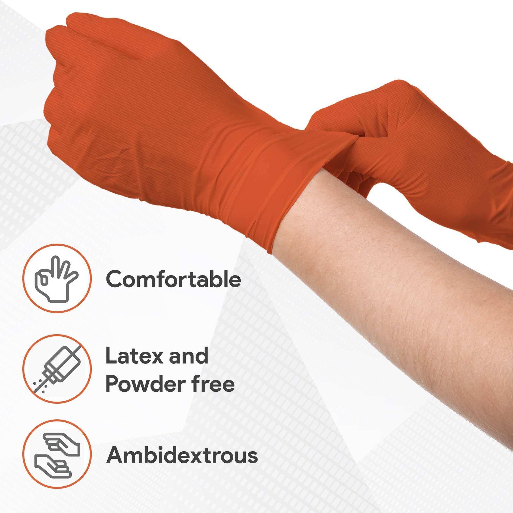 WeCare Diamond Textured 8 Mil Nitrile Gloves - Orange - Shop Home Med