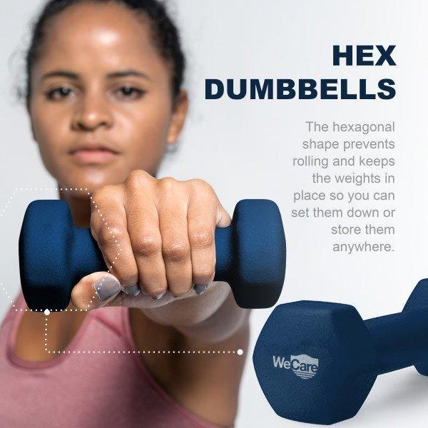 WeCare Fitness Hex Dumbbells Set of 2 - Blue - Shop Home Med