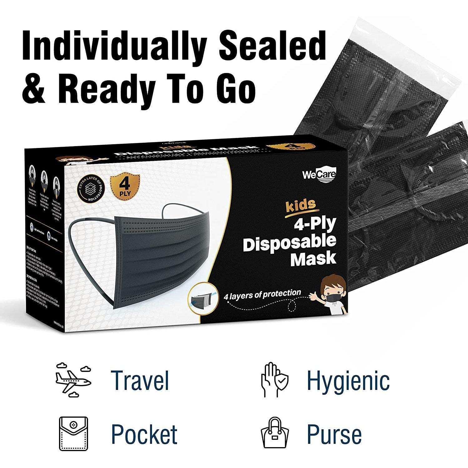 WeCare Kids 4-ply Black Masks - Shop Home Med