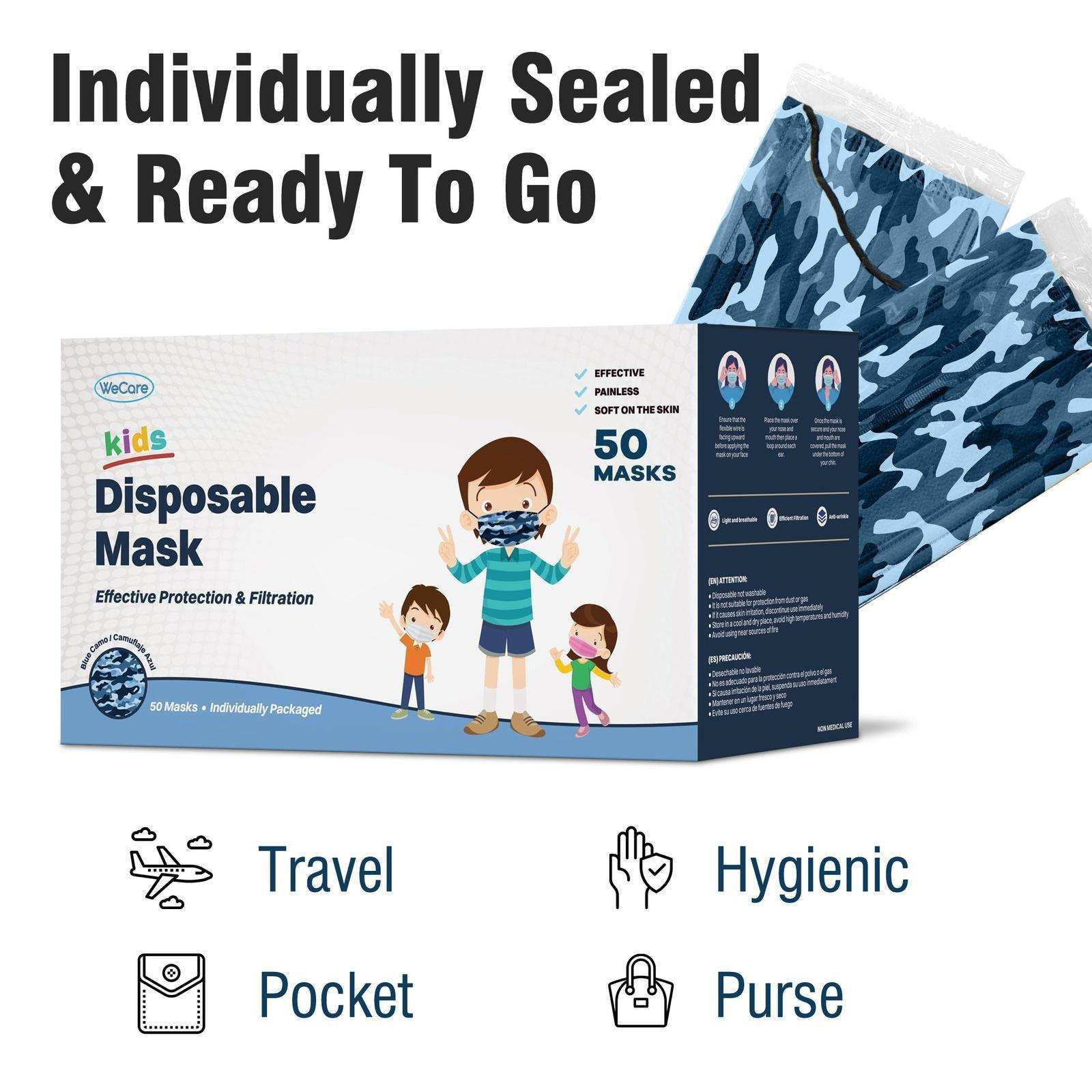 WeCare Kids Adorable Blue Camo Masks - Shop Home Med