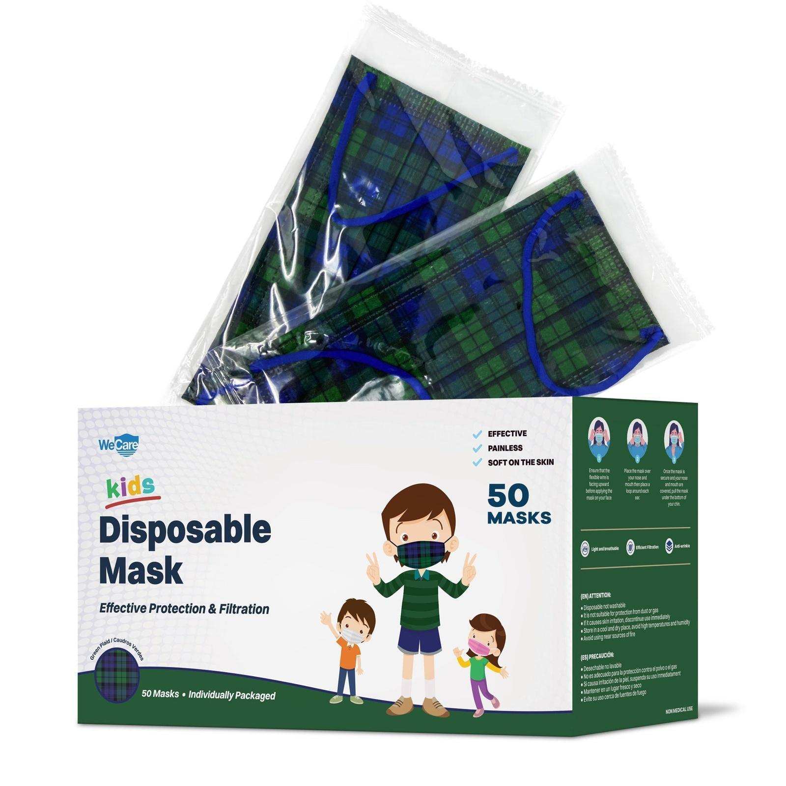 WeCare Kids Adorable Green Plaid Masks - Shop Home Med