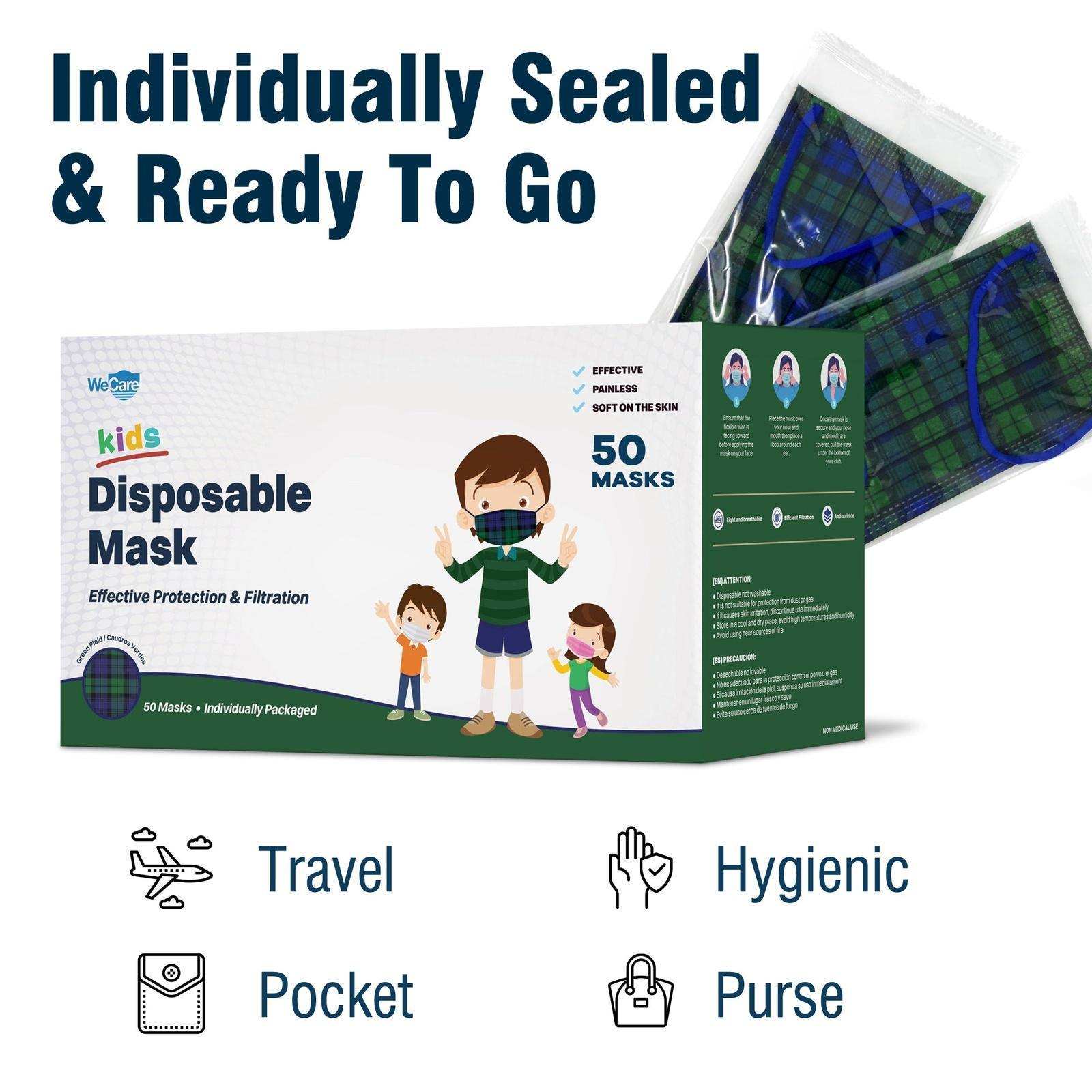 WeCare Kids Adorable Green Plaid Masks - Shop Home Med