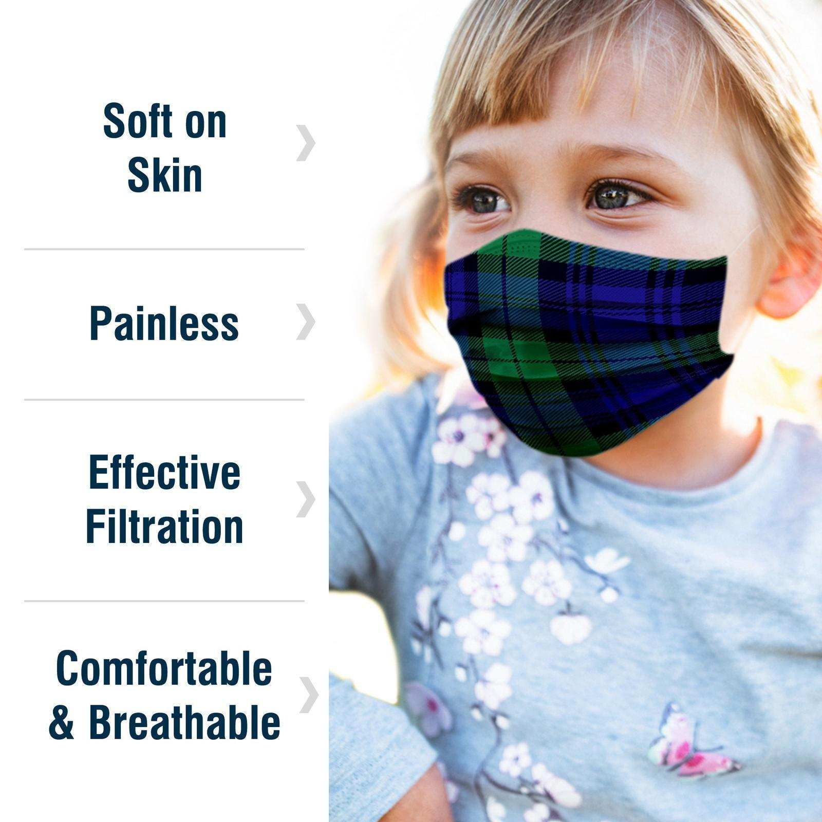 WeCare Kids Adorable Green Plaid Masks - Shop Home Med