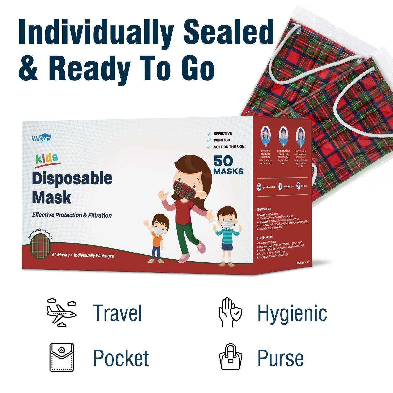 WeCare Kids Adorable Red Plaid Masks - Shop Home Med