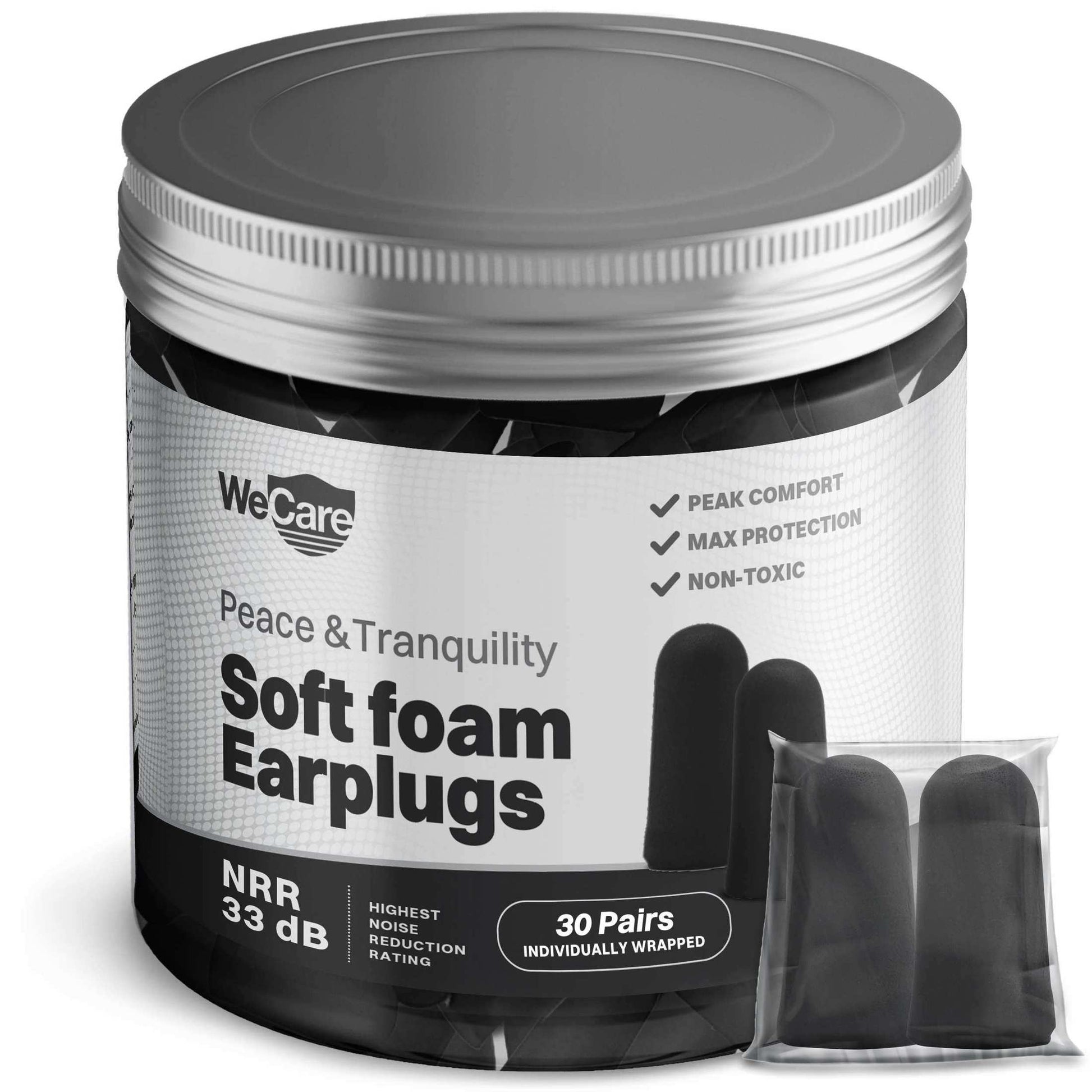 WeCare Soft Foam Earplugs - 30 Pairs - NRR 33dB - Shop Home Med
