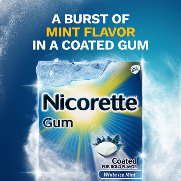 Nicorette 4mg Stop Smoking Aid Gum White Ice Mint - 20Ct