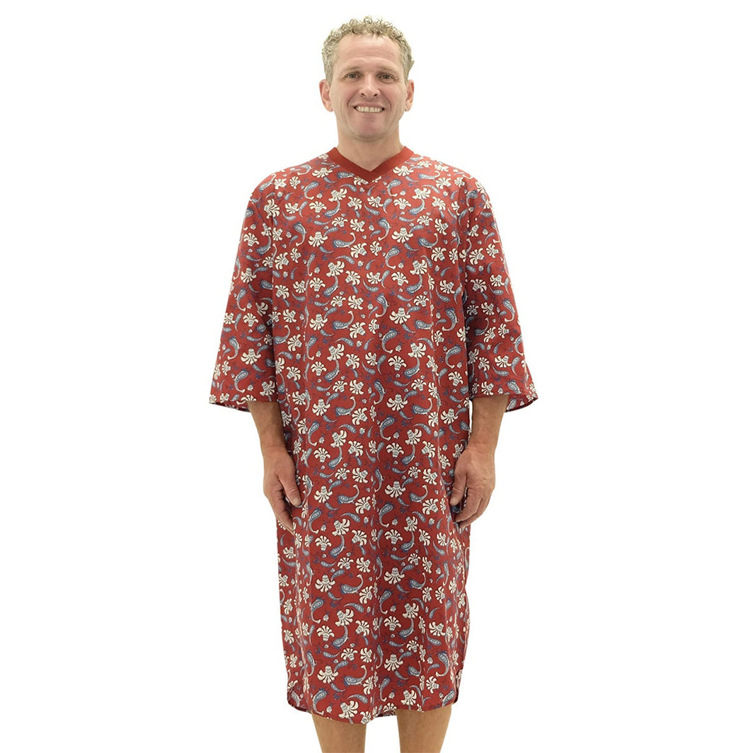 Silverts Men's Adaptive Poly-Cotton Open Back Hospital Gown