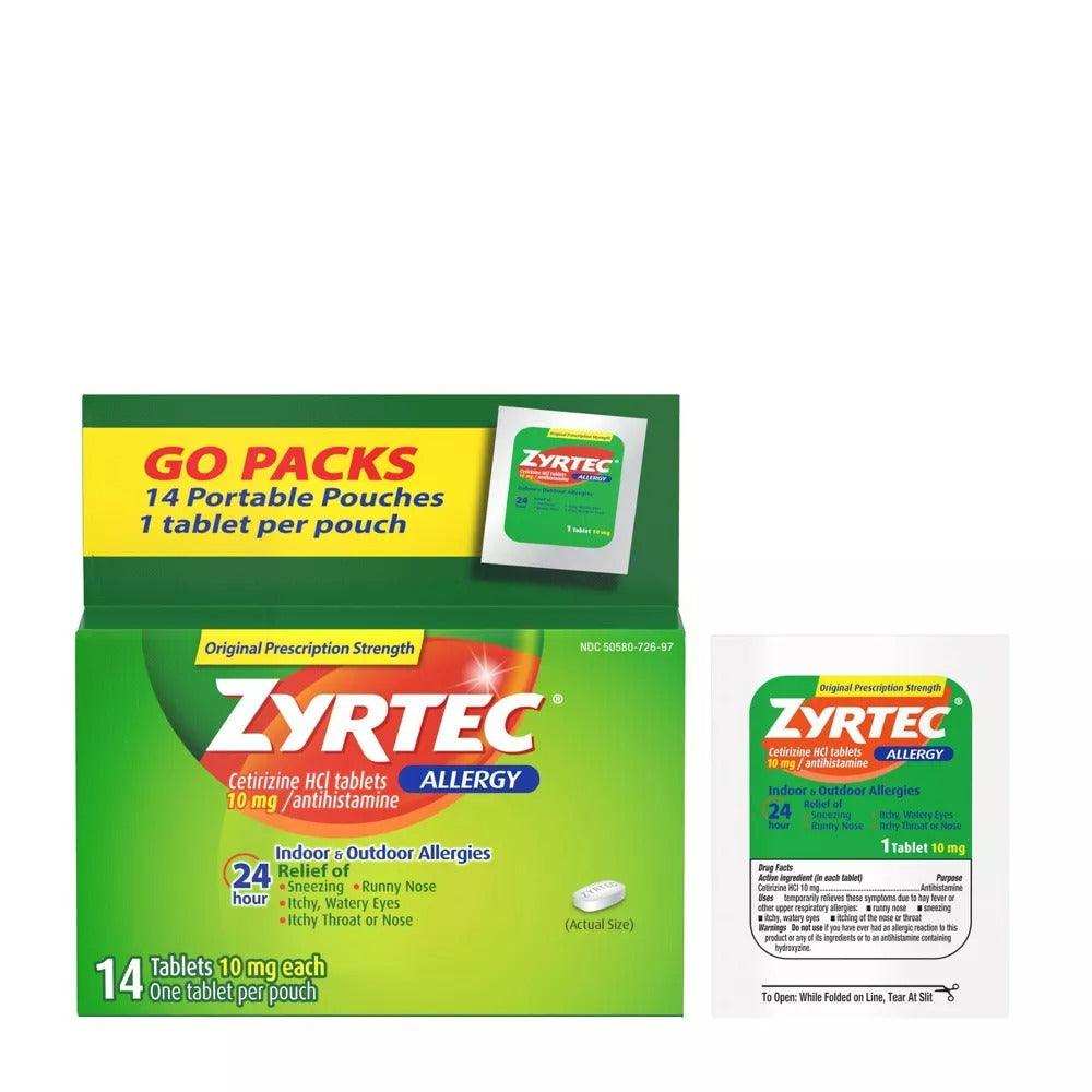 Zyrtec 24 Hour Allergy Relief Tablets - Cetirizine HCl - 14ct - Shop Home Med