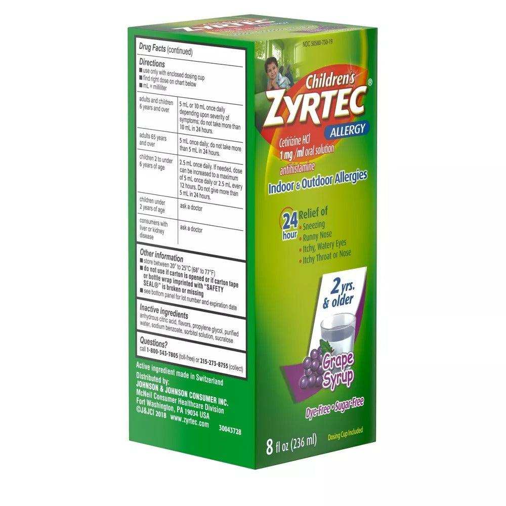 Zyrtec Children'S Allergy Grape Syrup 8 Oz - Syrup - Shop Home Med