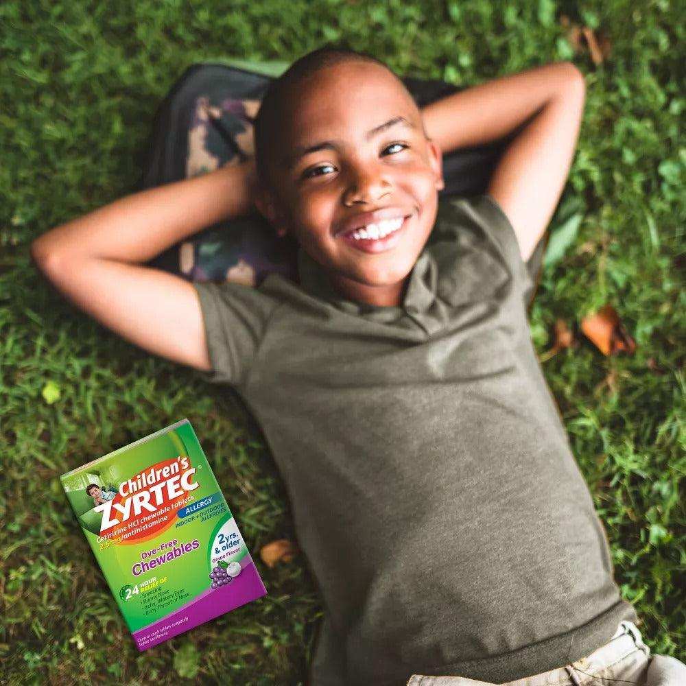 Zyrtec Children's Dye Free Cetirizine 2.5mg Chewables - Grape - Shop Home Med