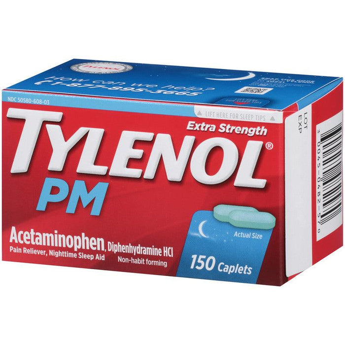 Tylenol PM Extra Strength Pain Reliever & Sleep Aid Caplets - 150 Ct