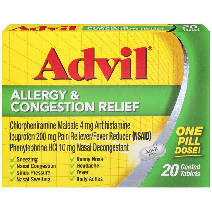 Advil Allergy & Congestion Relief Pain Reliever Tablets - 20 Count - Shop Home Med