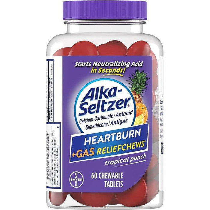 Alka-Seltzer Heartburn Relief + Gas ReliefChews Tablets - 60 Count - Shop Home Med