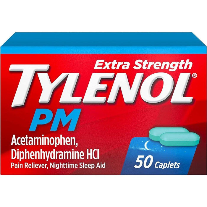 Tylenol PM Extra Strength Pain Reliever & Sleep Aid Caplets - 50 Ct - Shop Home Med