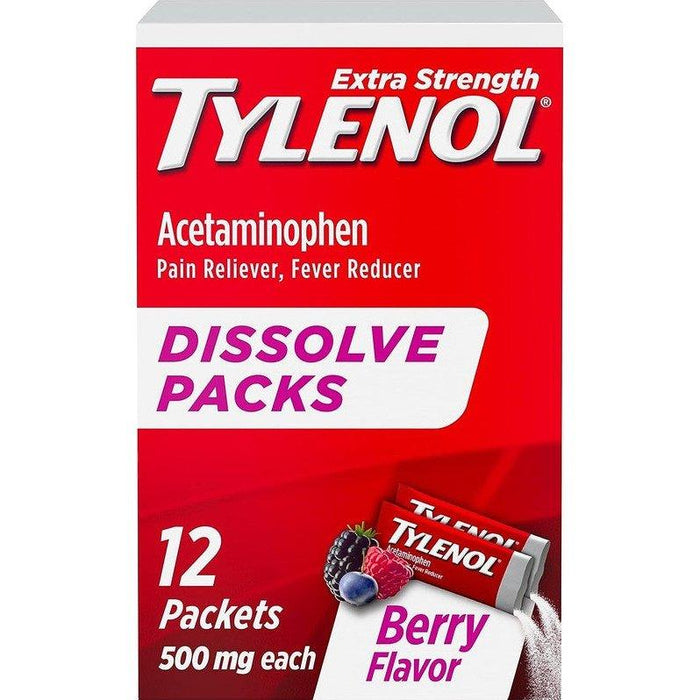 Tylenol Extra Strength Acetaminophen Dissolve Pack Berry - 12 Packets - Shop Home Med