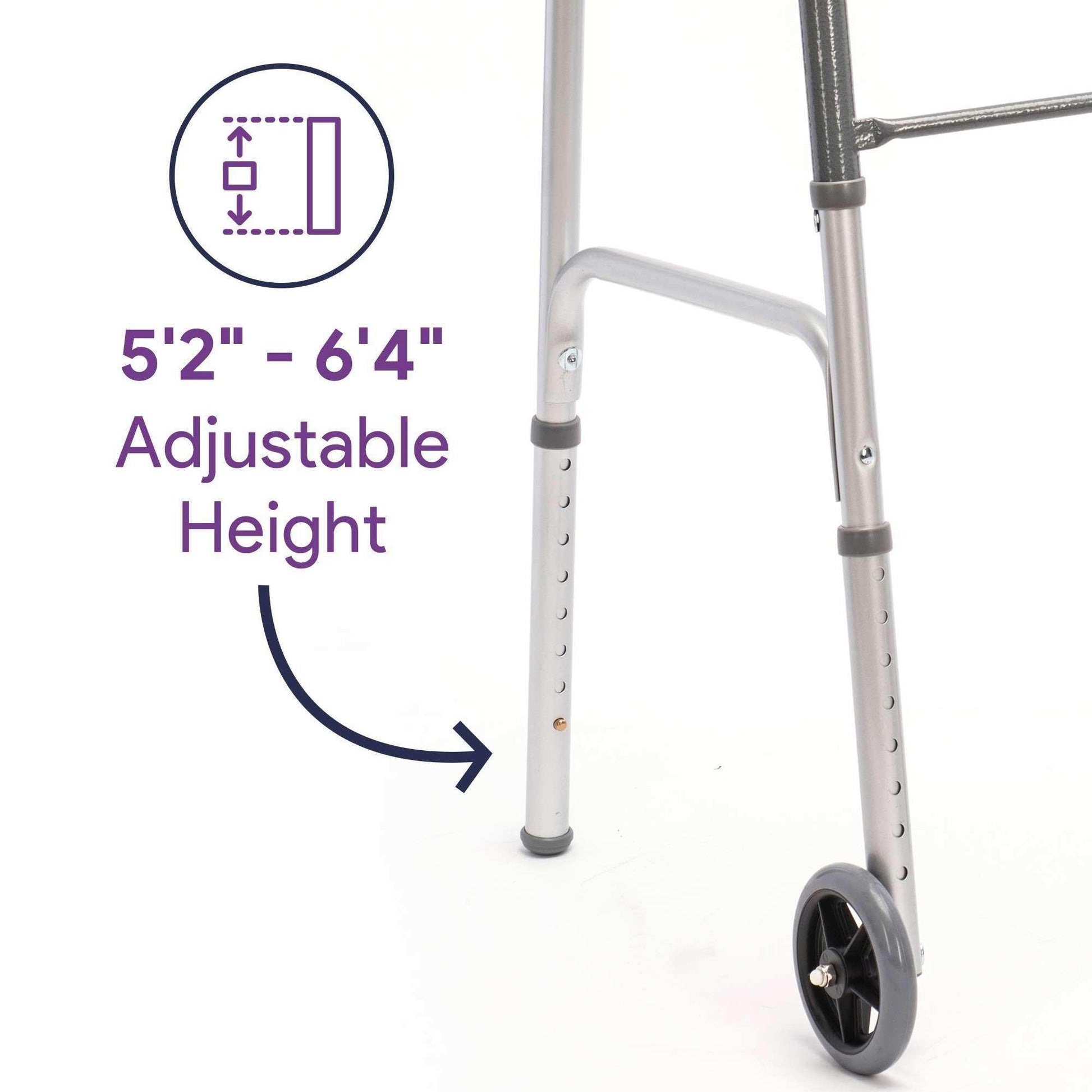 Adult Two-Button Silver Folding Steel Walker - 350 lbs Capacity - Shop Home Med