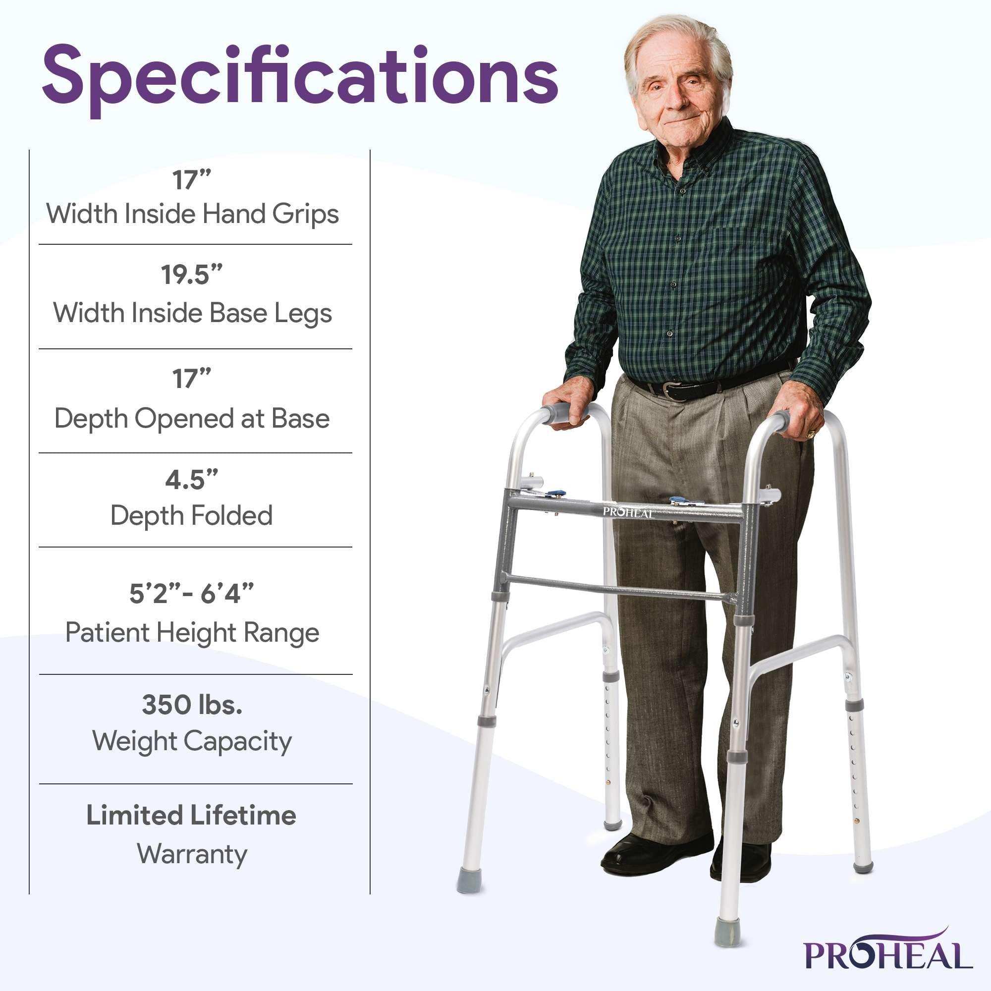 Adult Two-Button Silver Folding Steel Walker - 350 lbs Capacity - Shop Home Med