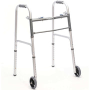 Bariatric Silver Folding Steel Walker with Wheels - 500 lbs Capacity - Shop Home Med