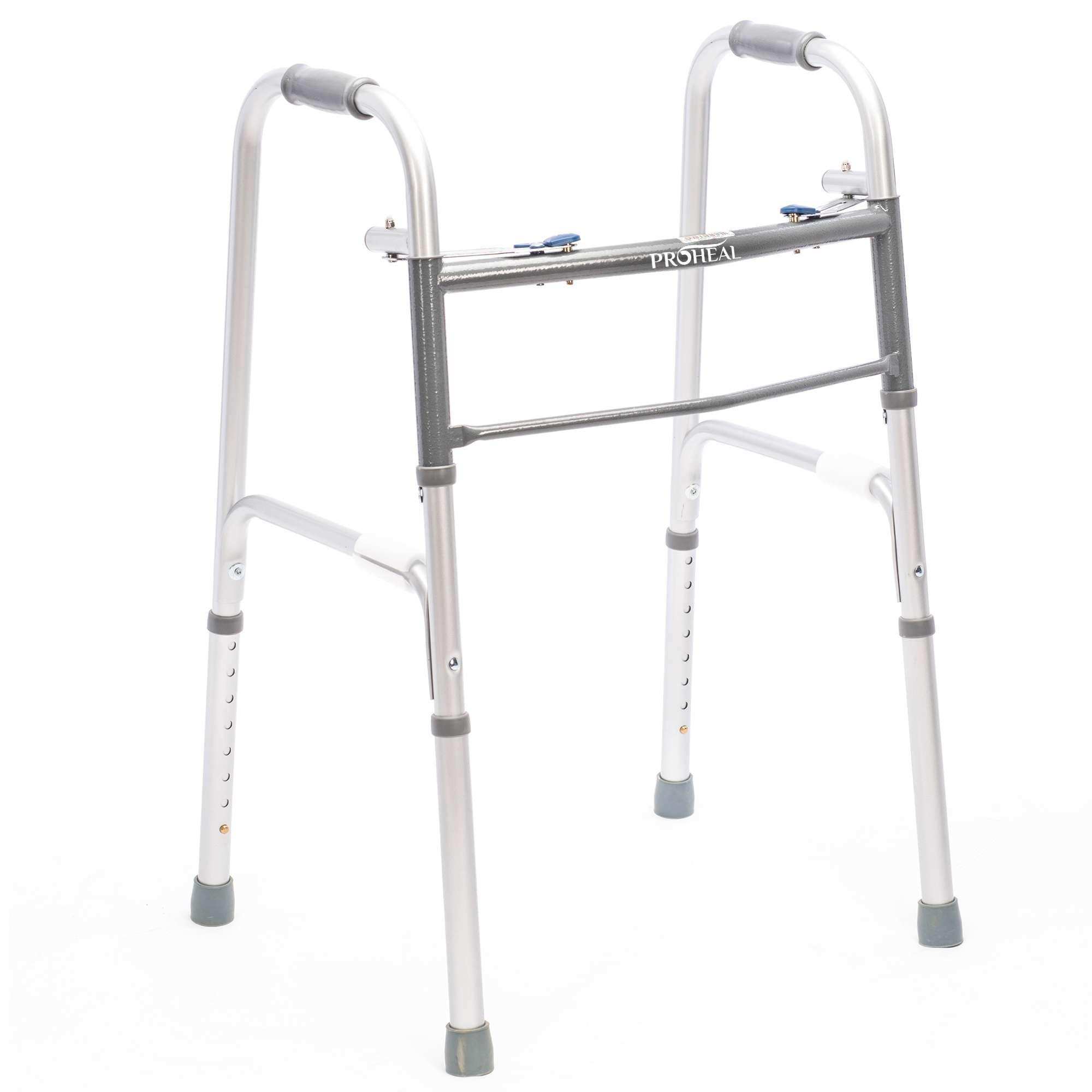 Bariatric Silver Folding Steel Walker without Wheels - 500 lbs Capacity - Shop Home Med