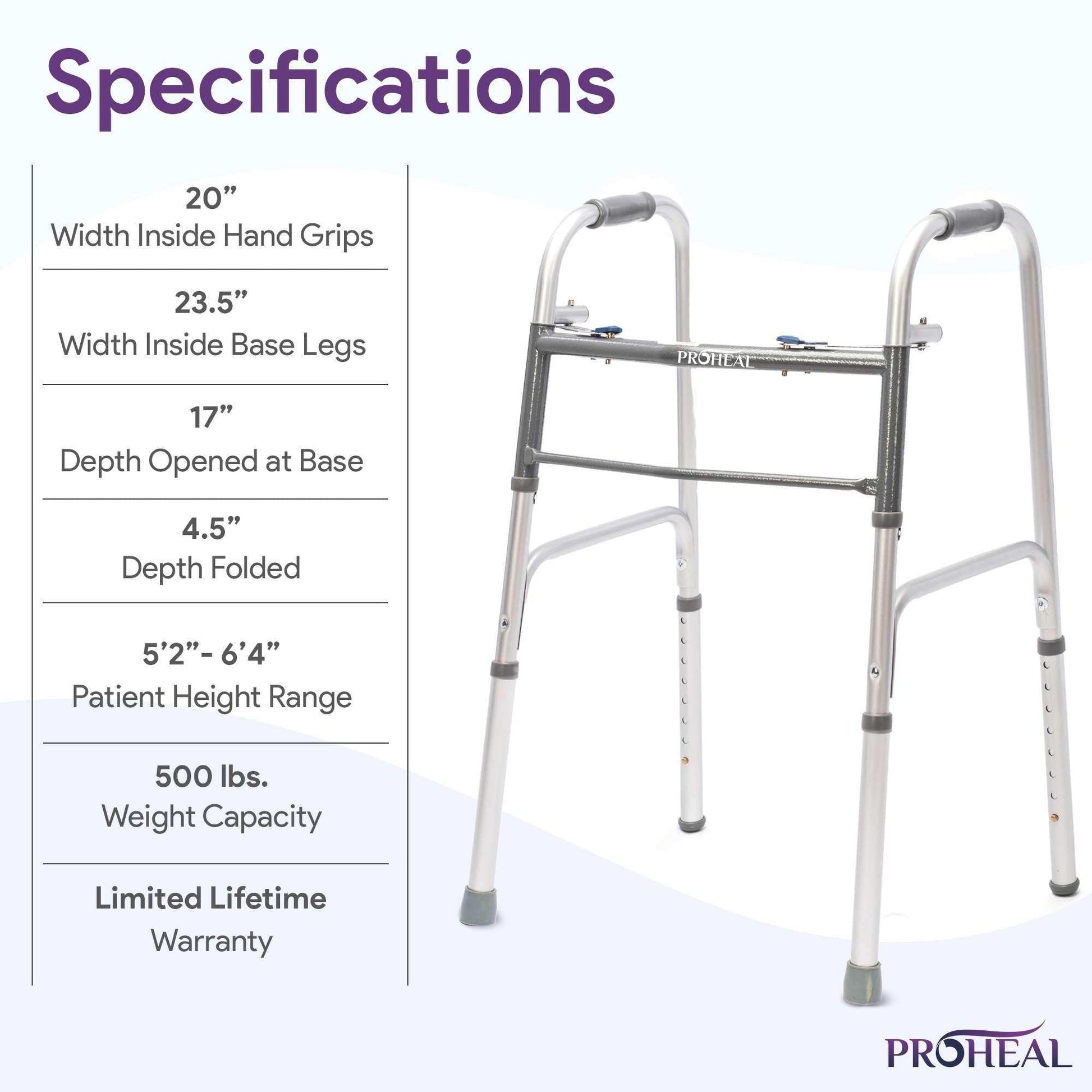 Bariatric Silver Folding Steel Walker without Wheels - 500 lbs Capacity - Shop Home Med