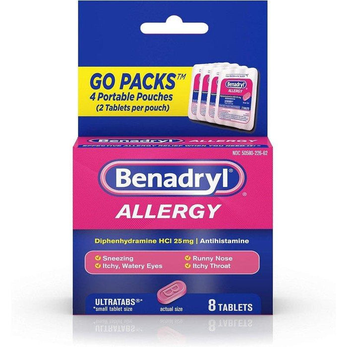Benadryl Ultratabs Antihistamine Allergy Relief Tablets On-The-Go Size - 8ct - Shop Home Med