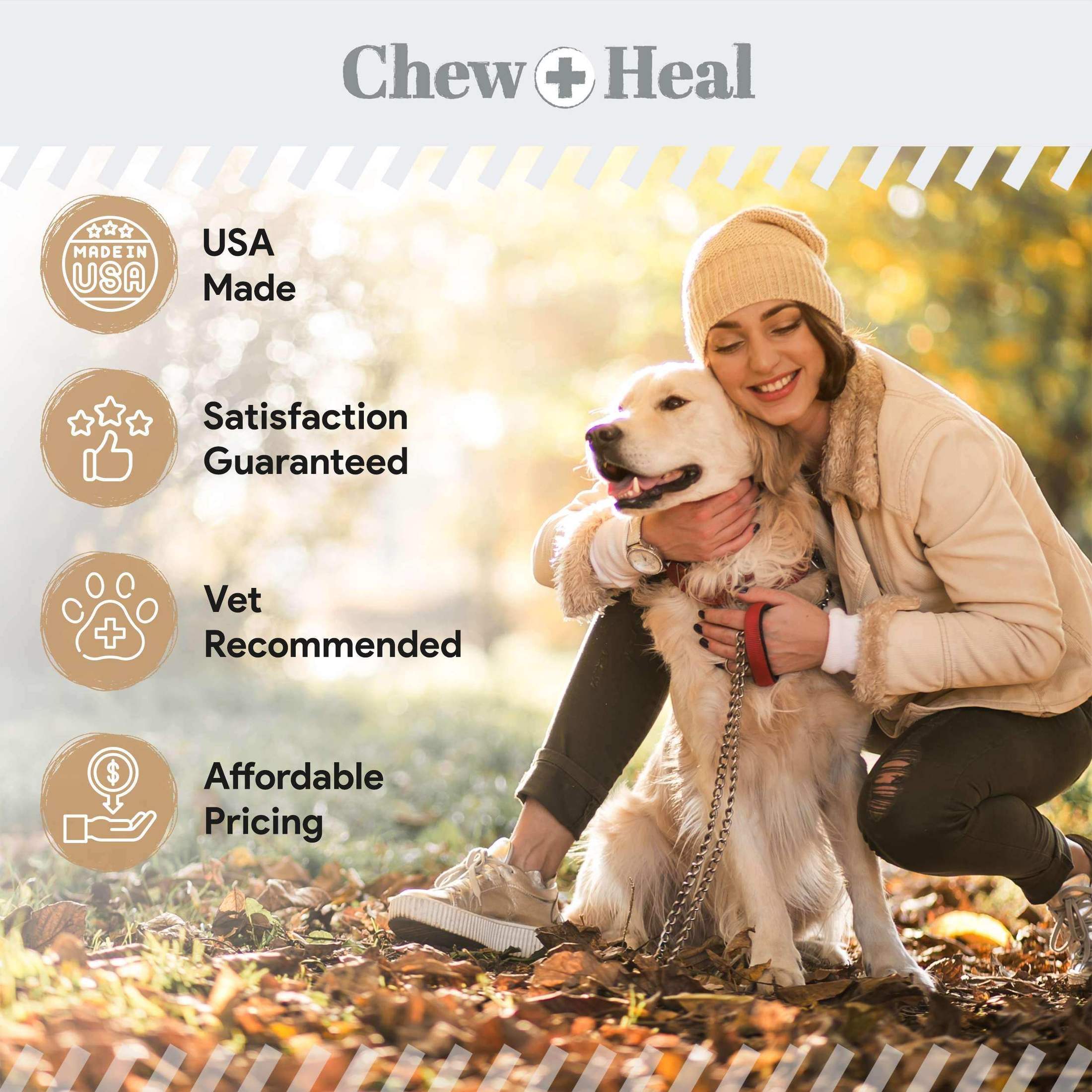 Chew + Heal Glucosamine for Senior Dogs Hip and Joint - 120 Peanut Butter Flavor Soft Chews - Shop Home Med