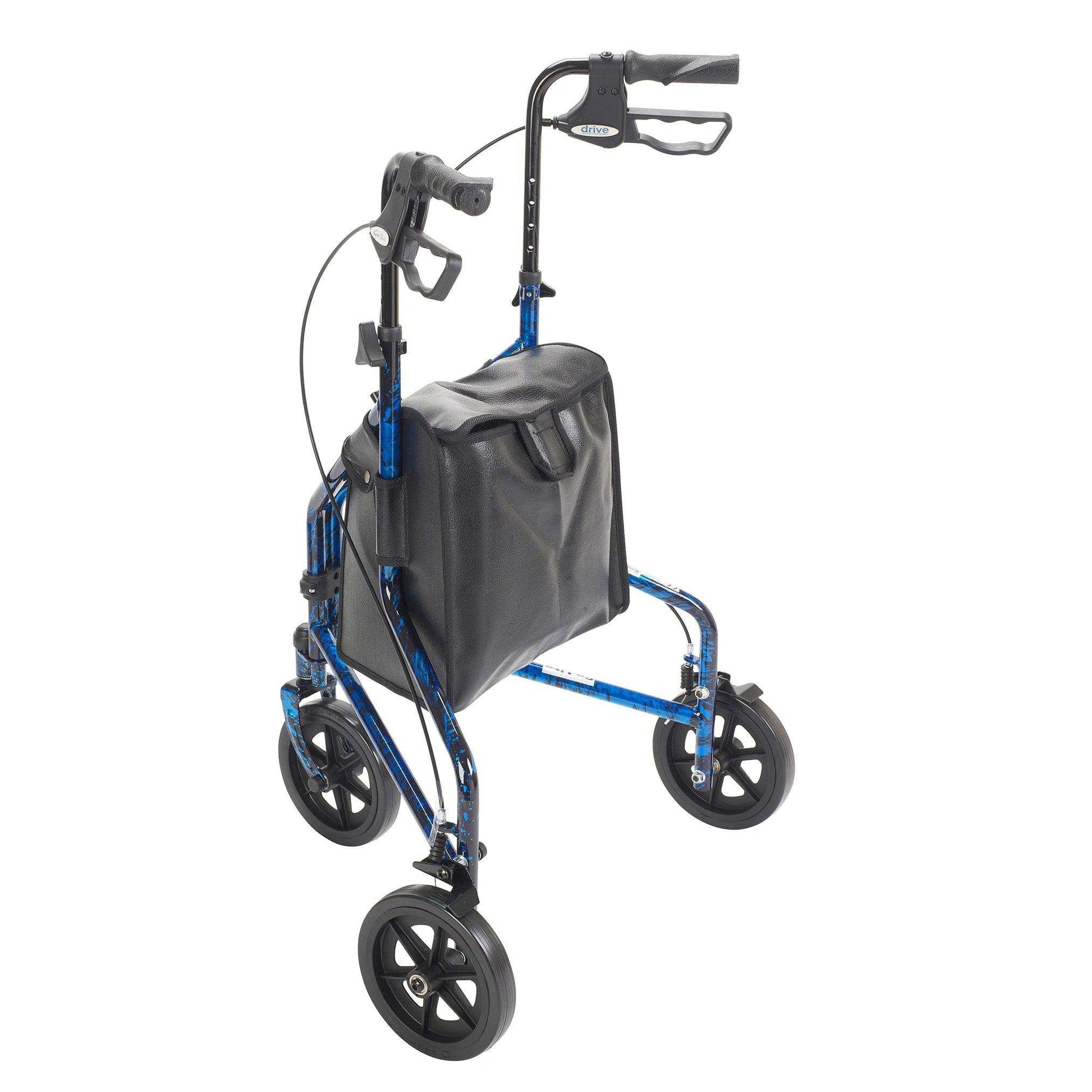 Drive Medical 3 Wheel Rollator Rolling Walker with Basket Tray and Pouch - Shop Home Med