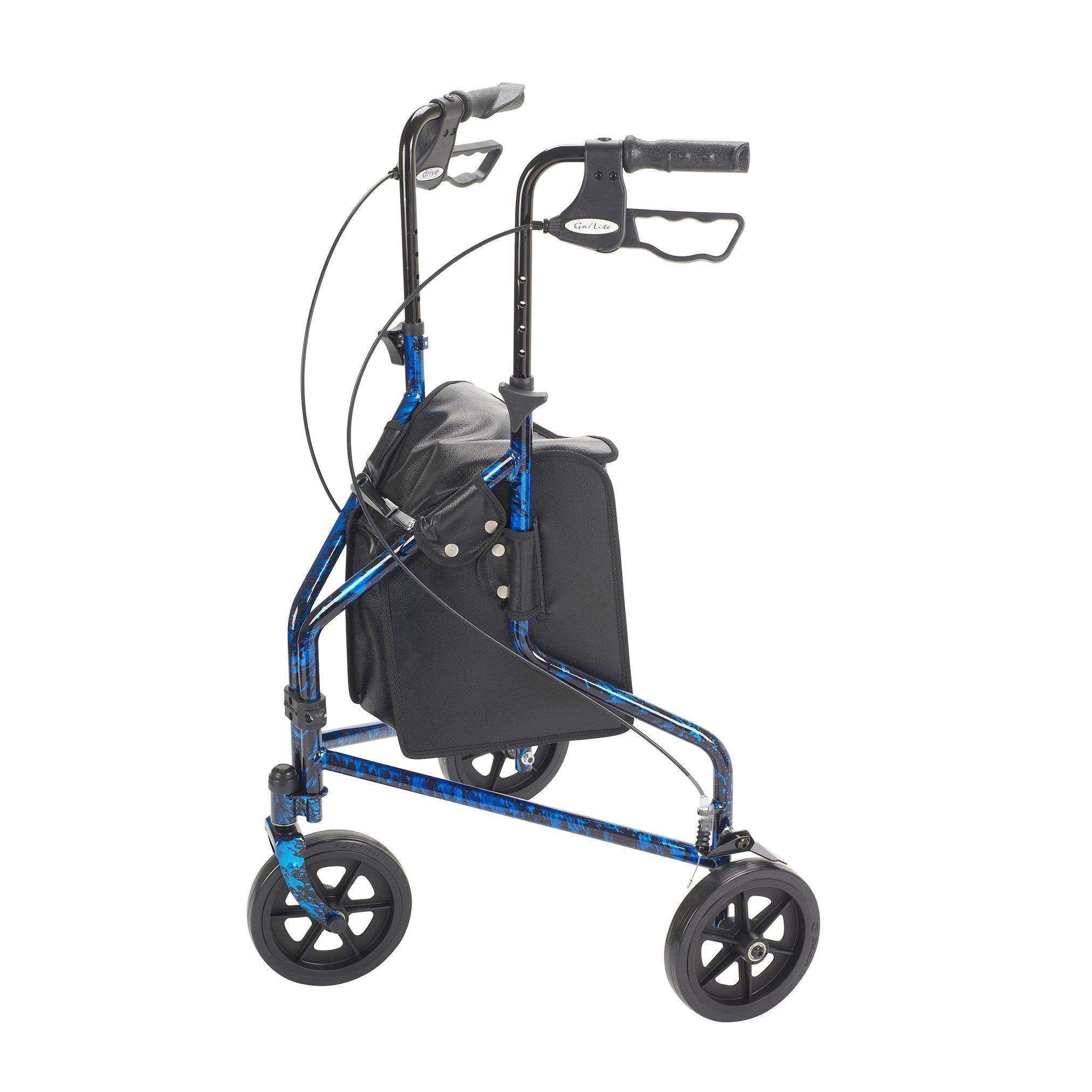 Drive Medical 3 Wheel Rollator Rolling Walker with Basket Tray and Pouch - Shop Home Med