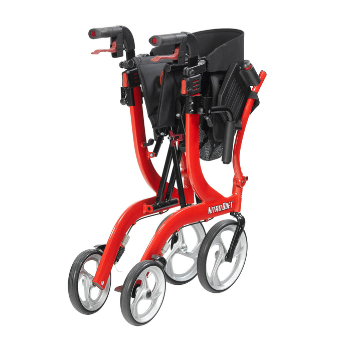 Drive Medical Nitro Duet Dual Function Transport Wheelchair and Rollator Rolling Walker - Red - Shop Home Med