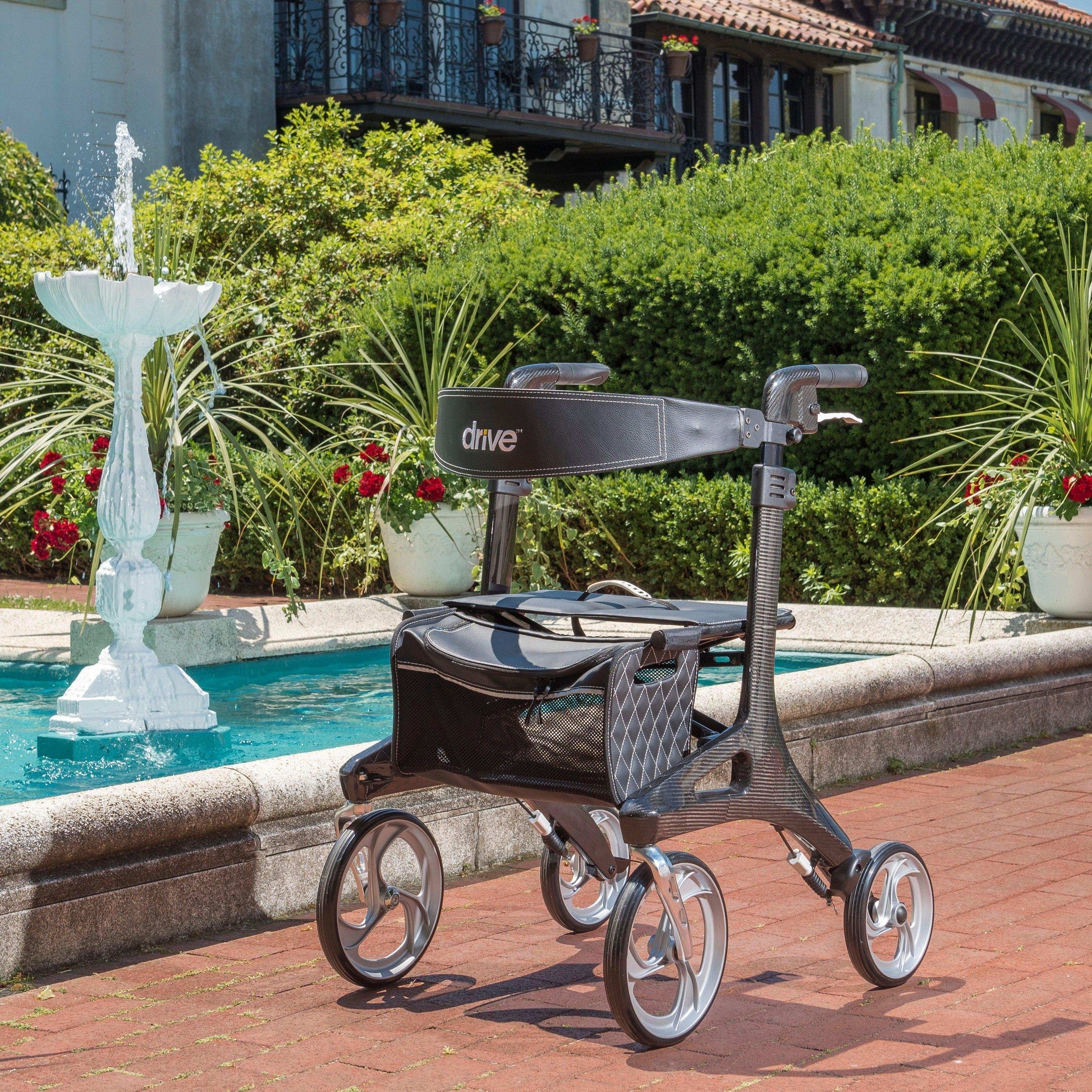 Drive Medical Nitro Elite CF Carbon Fiber Rollator Rolling Walker - Black - Shop Home Med