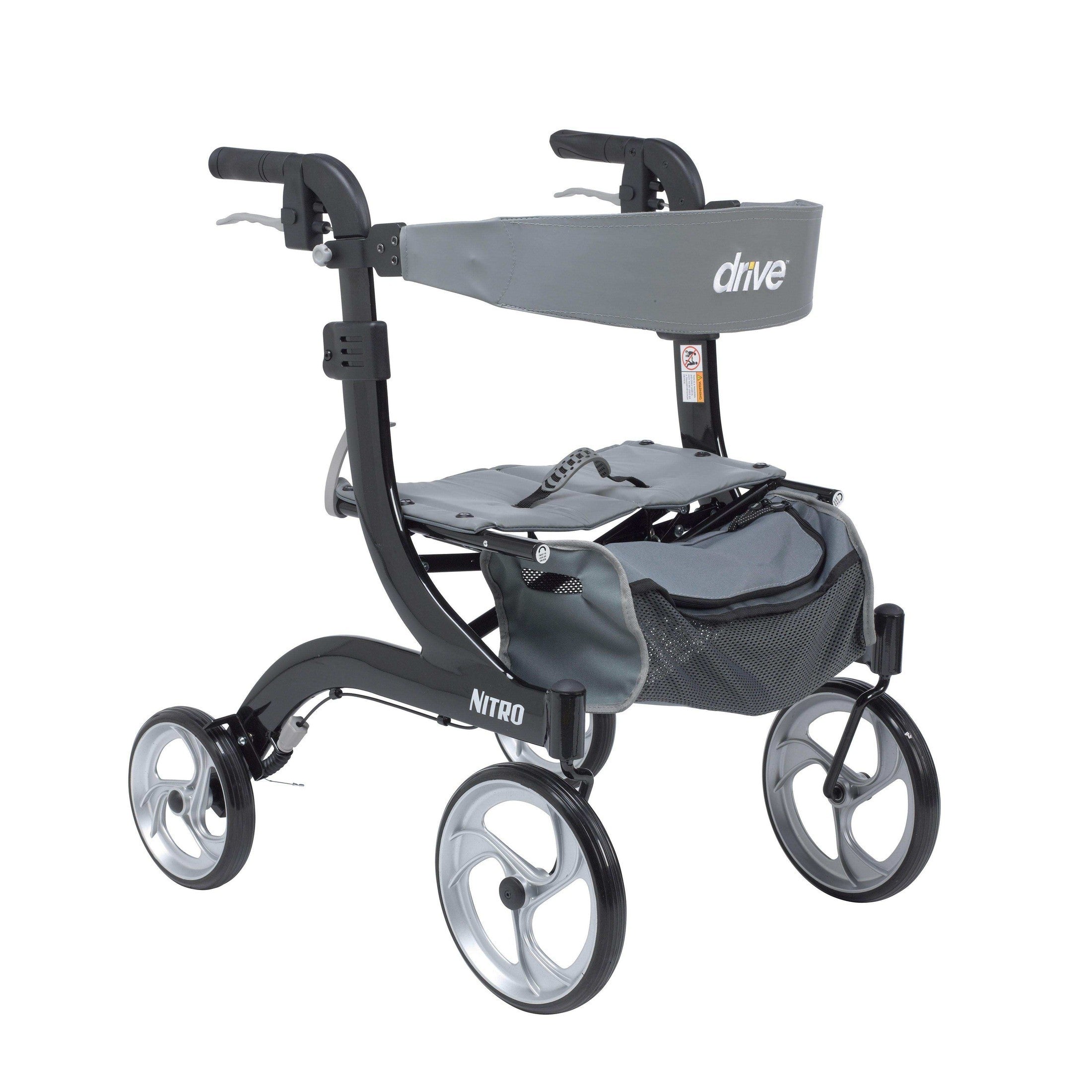 Drive Medical Nitro Euro Style Rollator Rolling Walker Hemi Height - Black - Shop Home Med