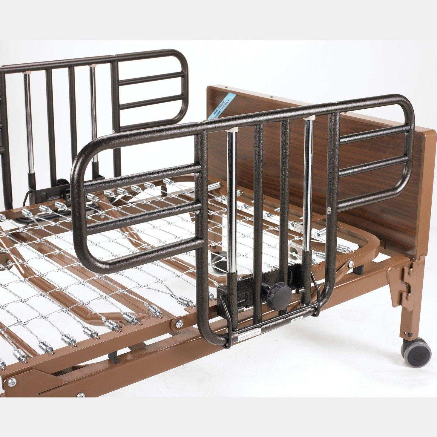 Drive Medical No Gap Half Length Side Bed Rails w/ Brown Vein Finish ...