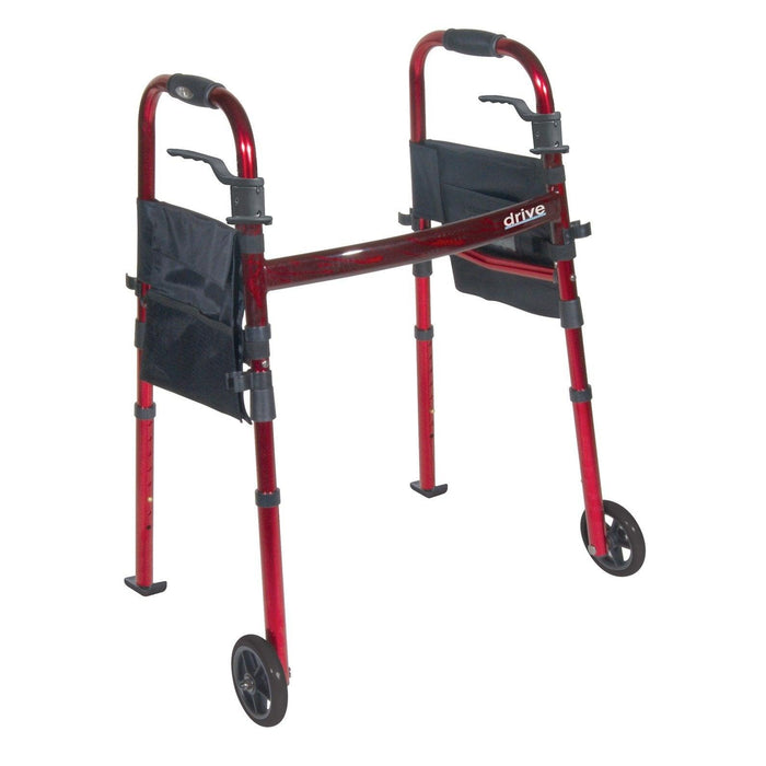 Drive Medical Portable Folding Travel Walker with 5" Wheels and Fold up Legs - Shop Home Med