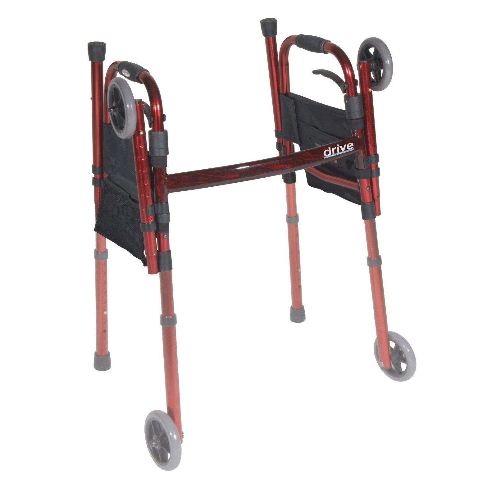 Drive Medical Portable Folding Travel Walker with 5" Wheels and Fold up Legs - Shop Home Med