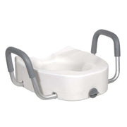 Drive Medical Premium Plastic Raised Toilet Seat with Lock and Padded Armrests, Elongated - Shop Home Med