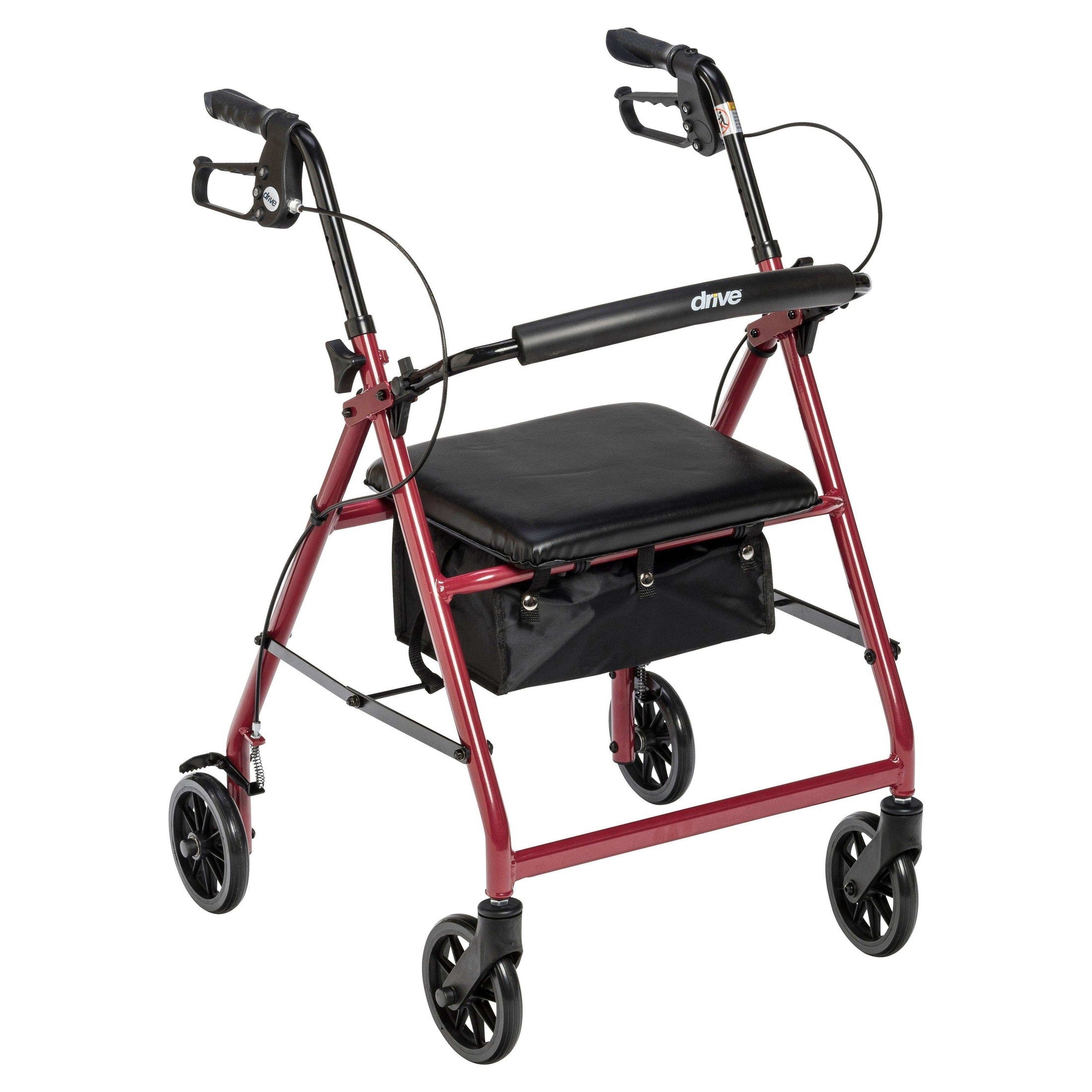 Drive Medical Rollator Rolling Walker with 6" Wheels, Fold Up Removable Back Support and Padded Seat - Shop Home Med