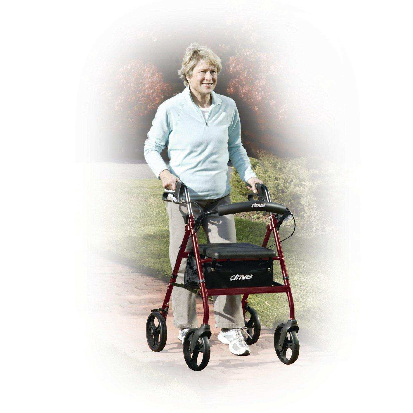 Drive Medical Rollator Rolling Walker with 6" Wheels, Fold Up Removable Back Support and Padded Seat - Shop Home Med
