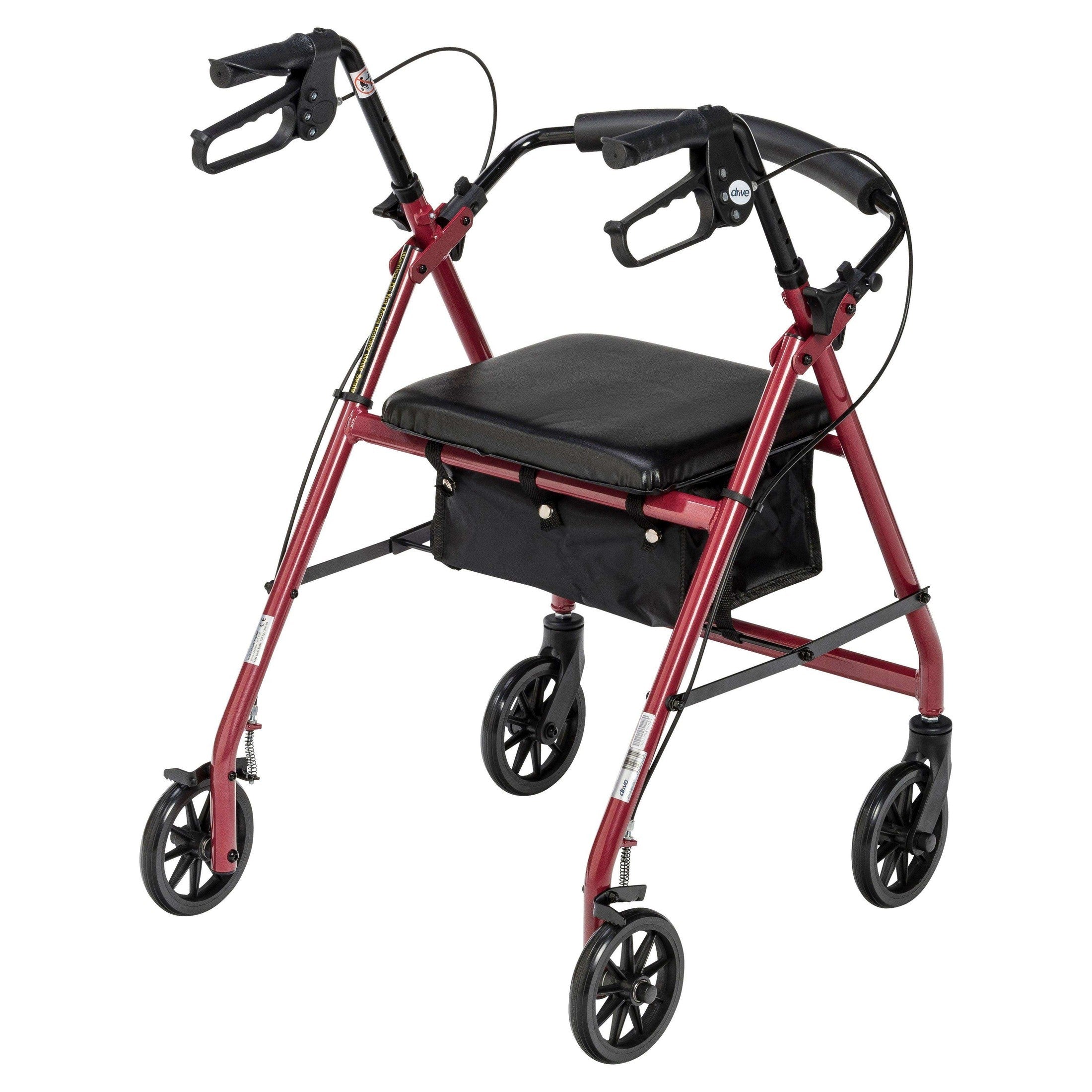 Drive Medical Rollator Rolling Walker with 6" Wheels, Fold Up Removable Back Support and Padded Seat - Shop Home Med